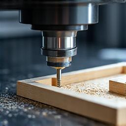 CNC-Fräse bei der Bearbeitung eines Holzteils